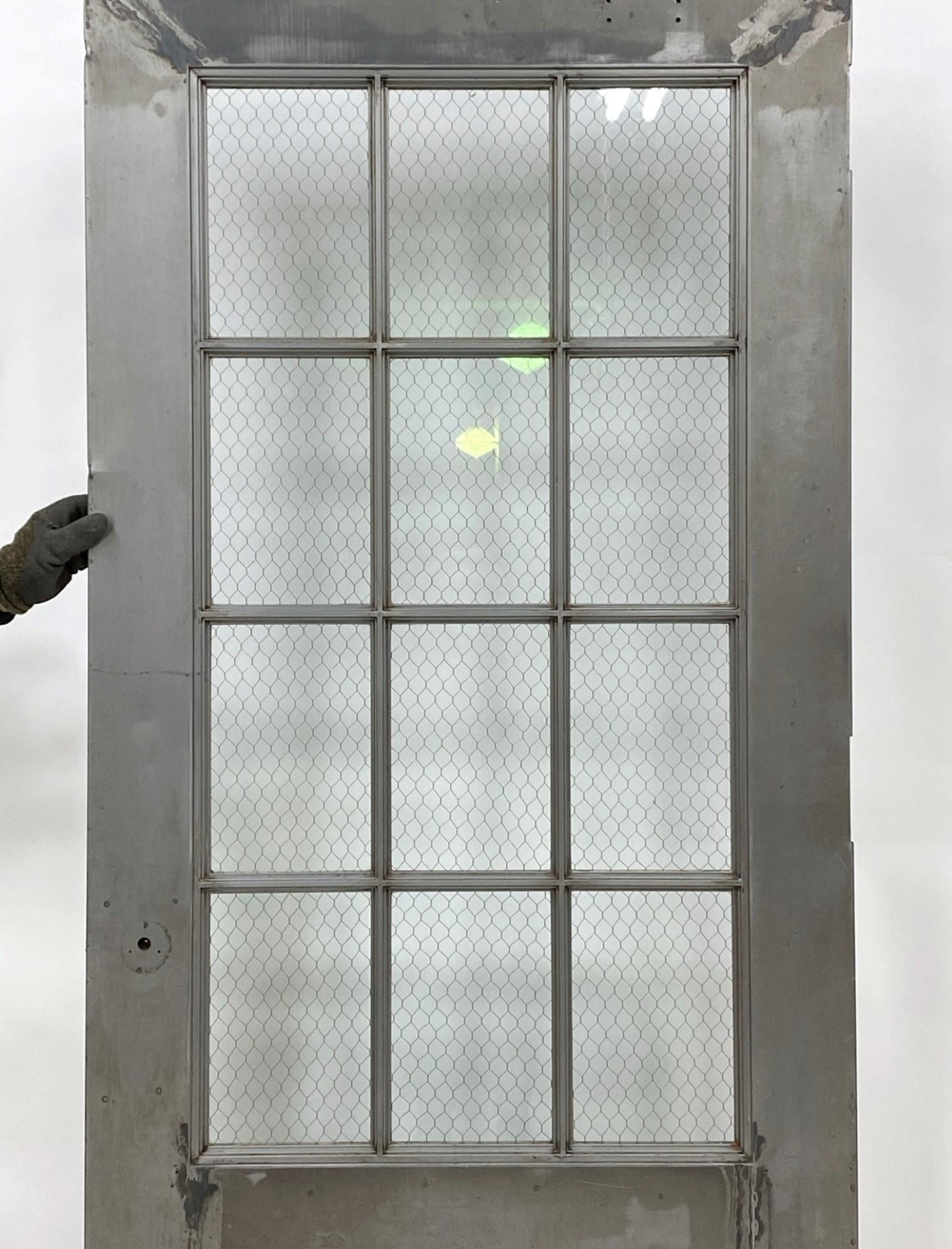 Mid-20th Century 1930s Steel Fire Door with Chicken Wire Glass 12 Lites by Art Metal Co.