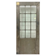 1930s Steel Fire Door with Chicken Wire Glass 12 Lites by Art Metal Co.