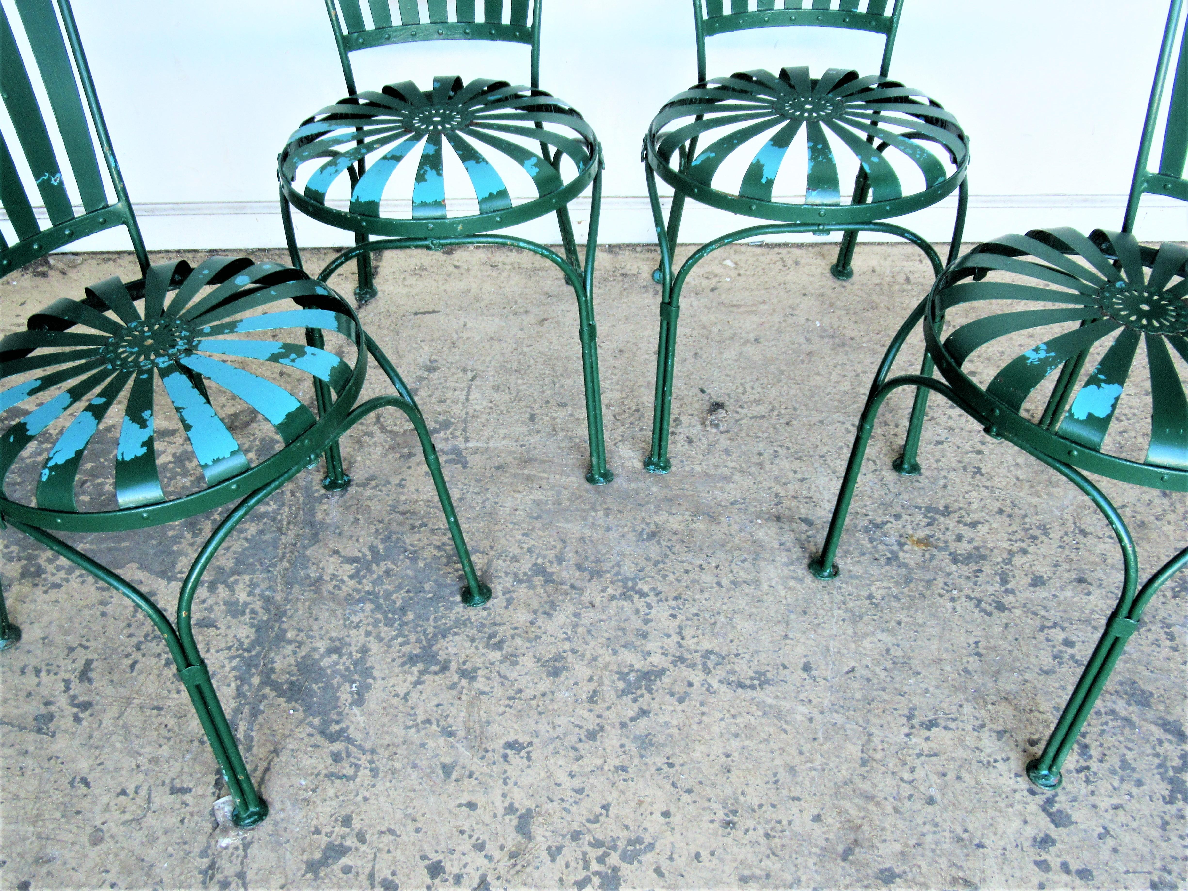 French  Spring Steel Garden Table and Chairs by Francois Carre