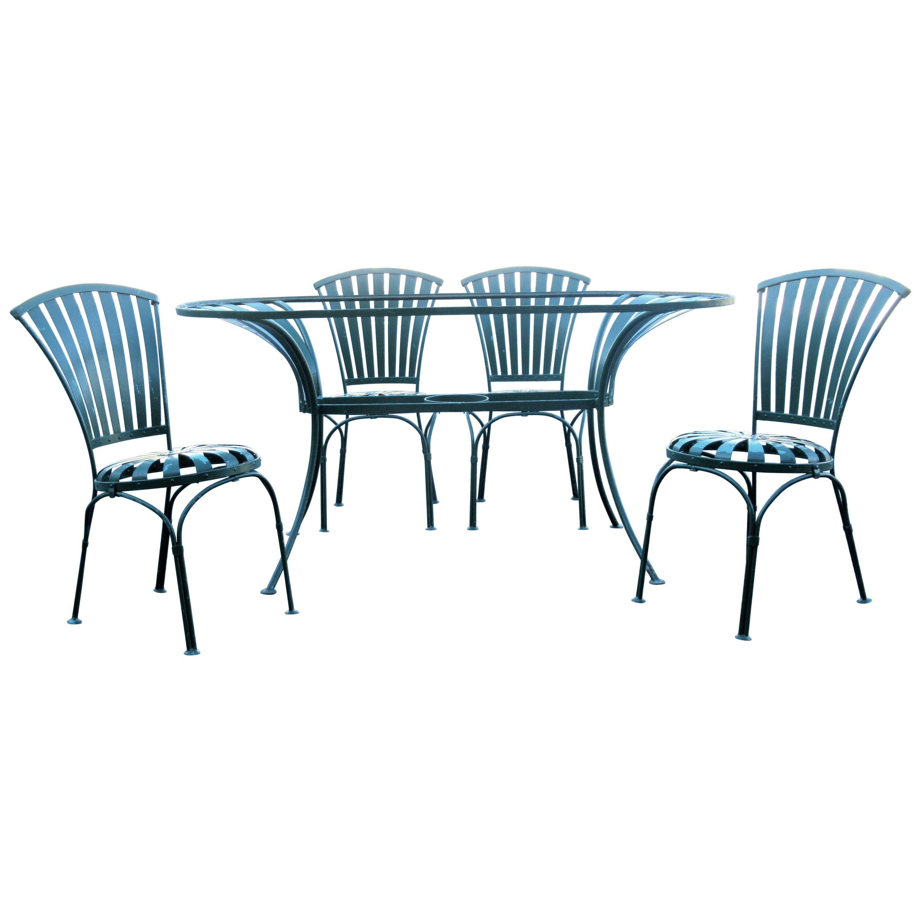  Spring Steel Garden Table and Chairs by Francois Carre