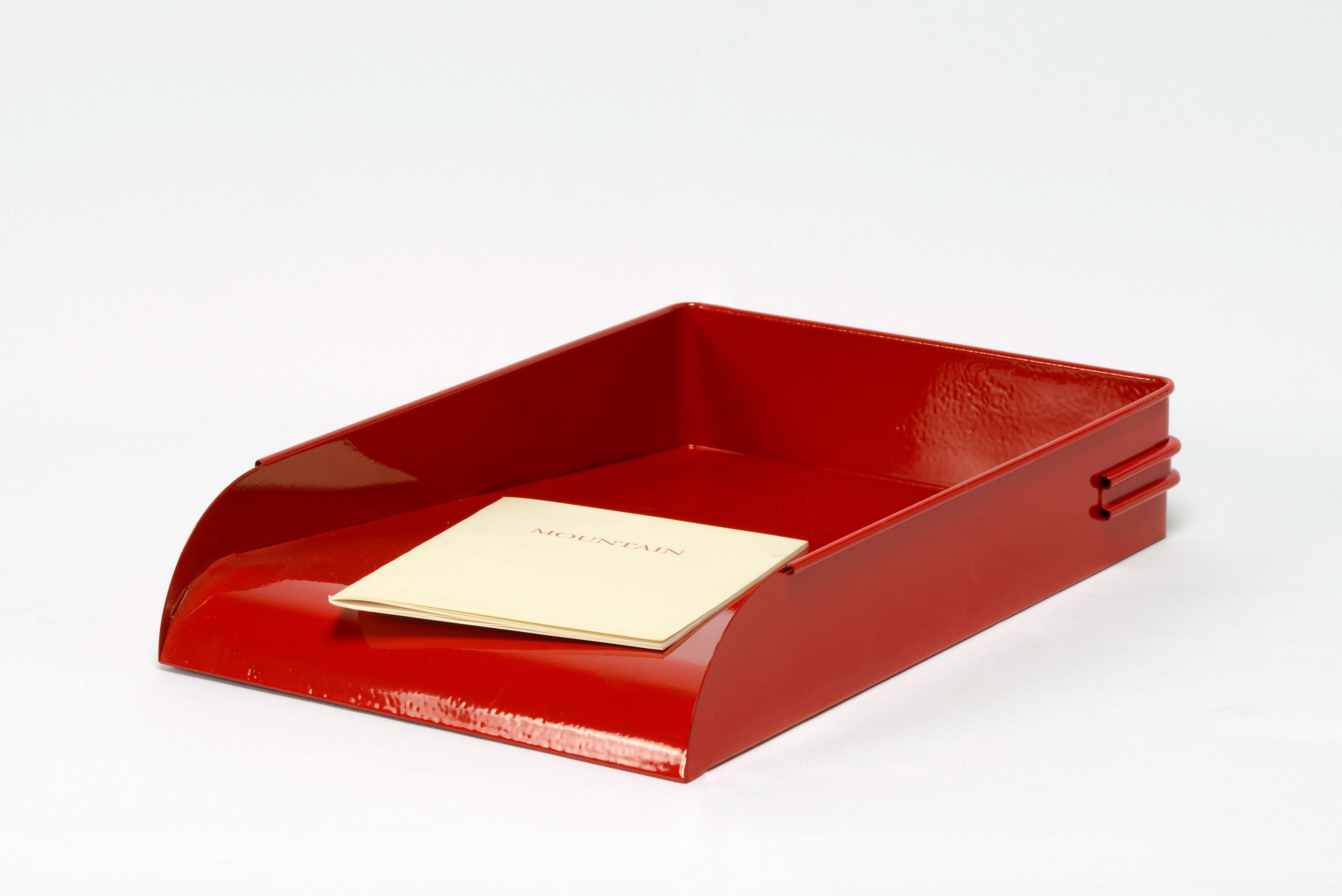 Art Deco 1930s Steel Letter Tray Refinished in Gloss Red
