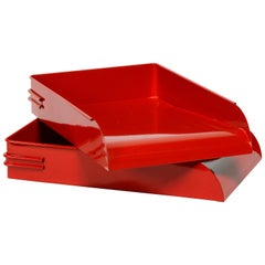 1930s Steel Letter Tray Refinished in Gloss Red