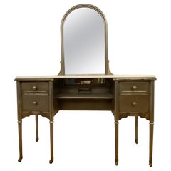 1930s Steel Metal Vanity Desk with Mirror Stripped and Sealed