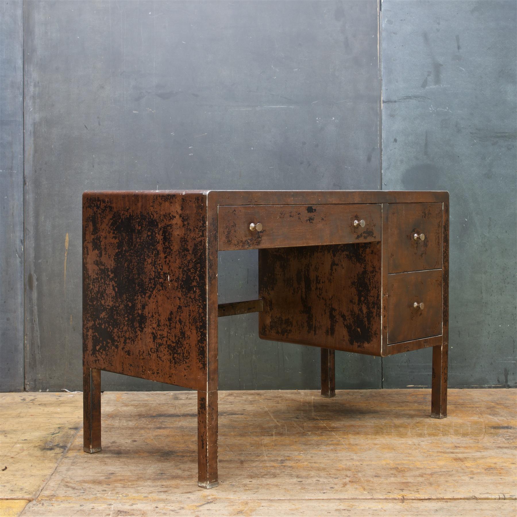 American 1930s Steel Waterfall Desk by Norman Bel Geddes Salvaged Vintage Industrial