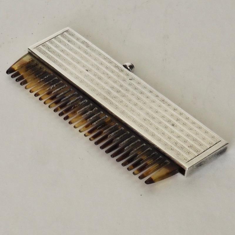 1930s Sterling Silver Retractable Comb with Cabochon Saphire by Collins & Cook 4