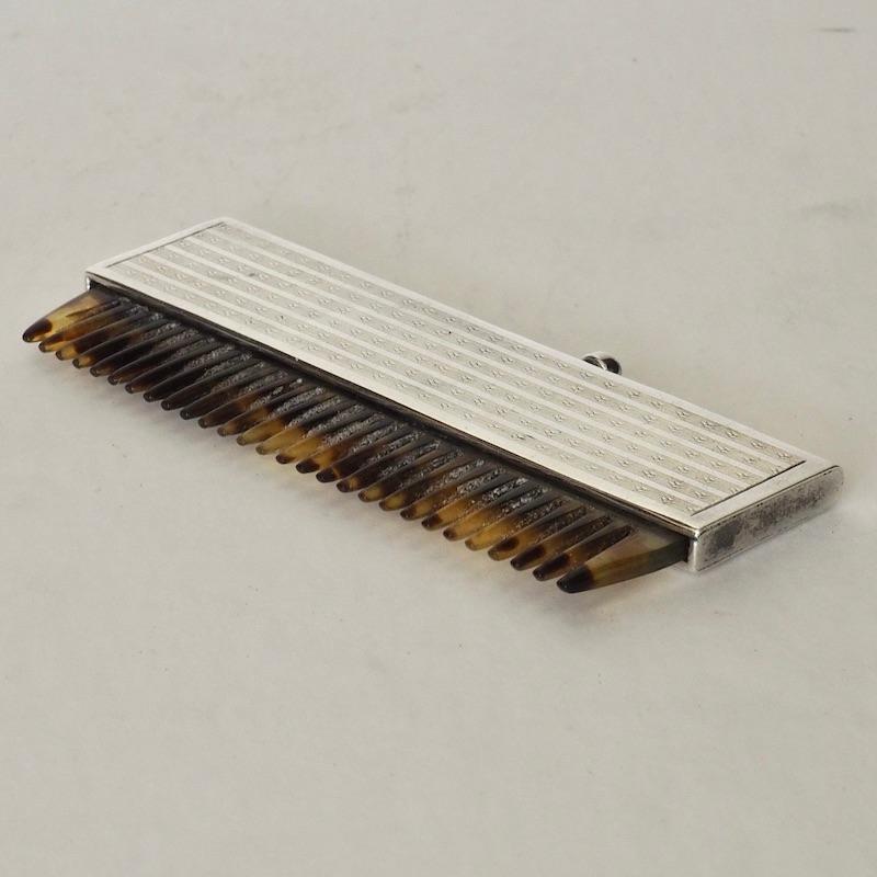 1930s Sterling Silver Retractable Comb with Cabochon Saphire by Collins & Cook 3