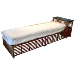 Antique 1930s Stick Rattan Day Bed / Chaise