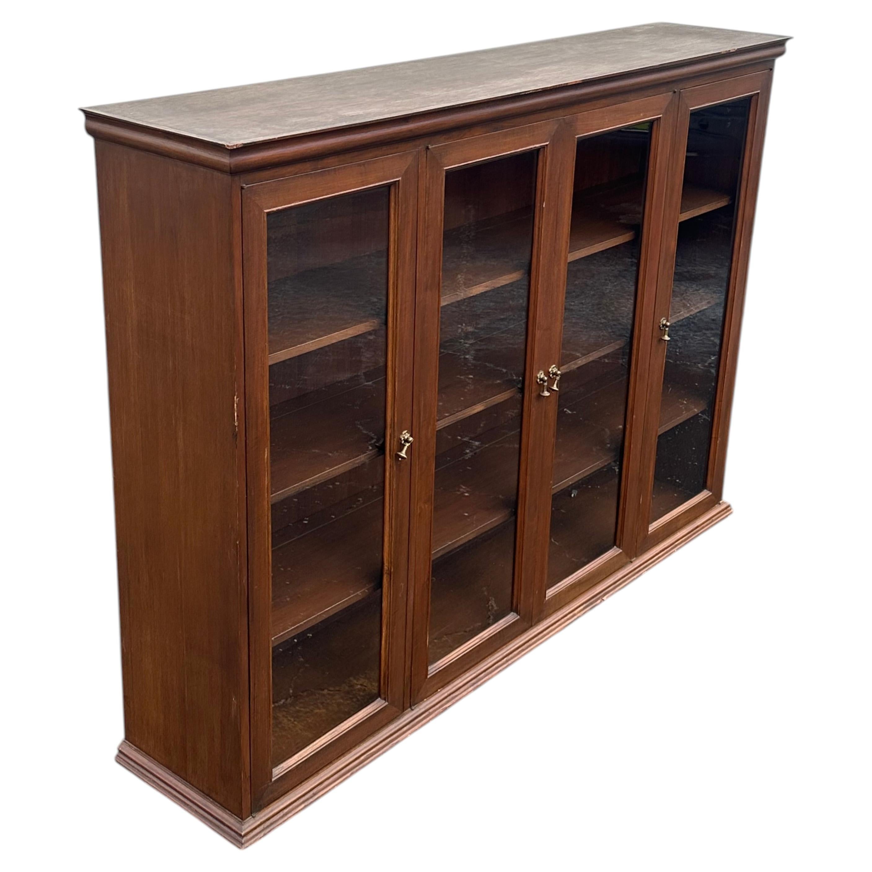 1930s Stickley Brothers Bookcase 4 Doors Glass Cabinet For Sale