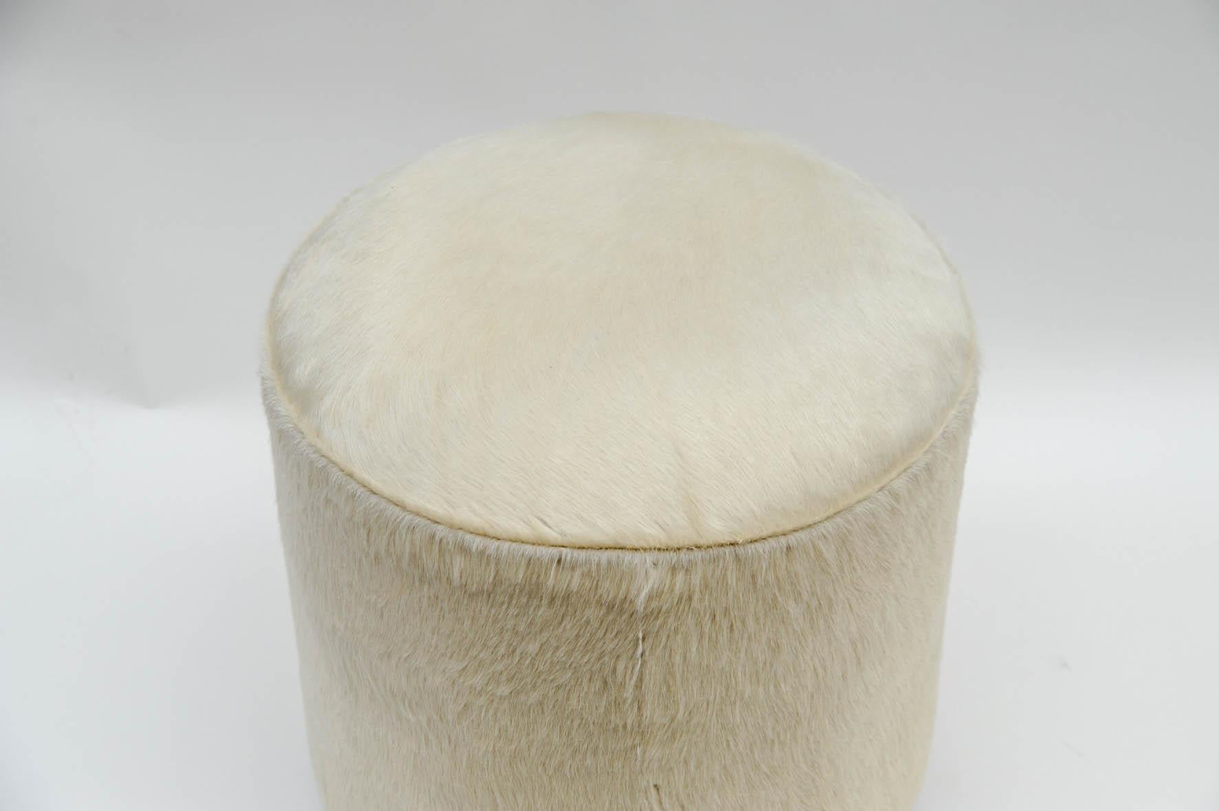 French 1930s Stool Upholstered with White Foal