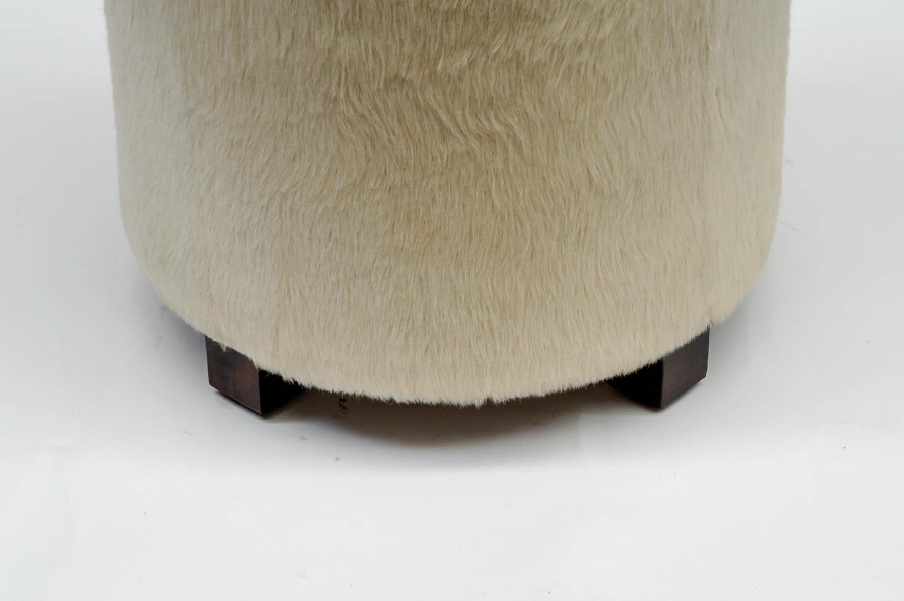 1930s Stool Upholstered with White Foal In Excellent Condition In Bois-Colombes, FR