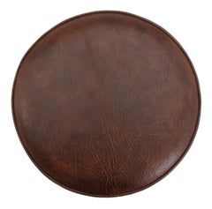 1930s Stool with stained beech frame reupholstered with brown Niger leather.