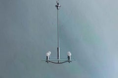 1930s Streamline International Style ceiling light in chrome - plated brass