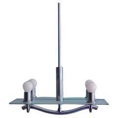 1930s Streamline International Style ceiling light in chrome - plated brass