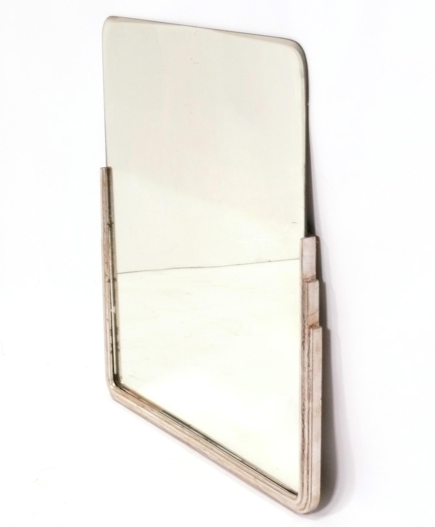 American 1930s Streamlined Silver Leaf Art Deco Mirror 29