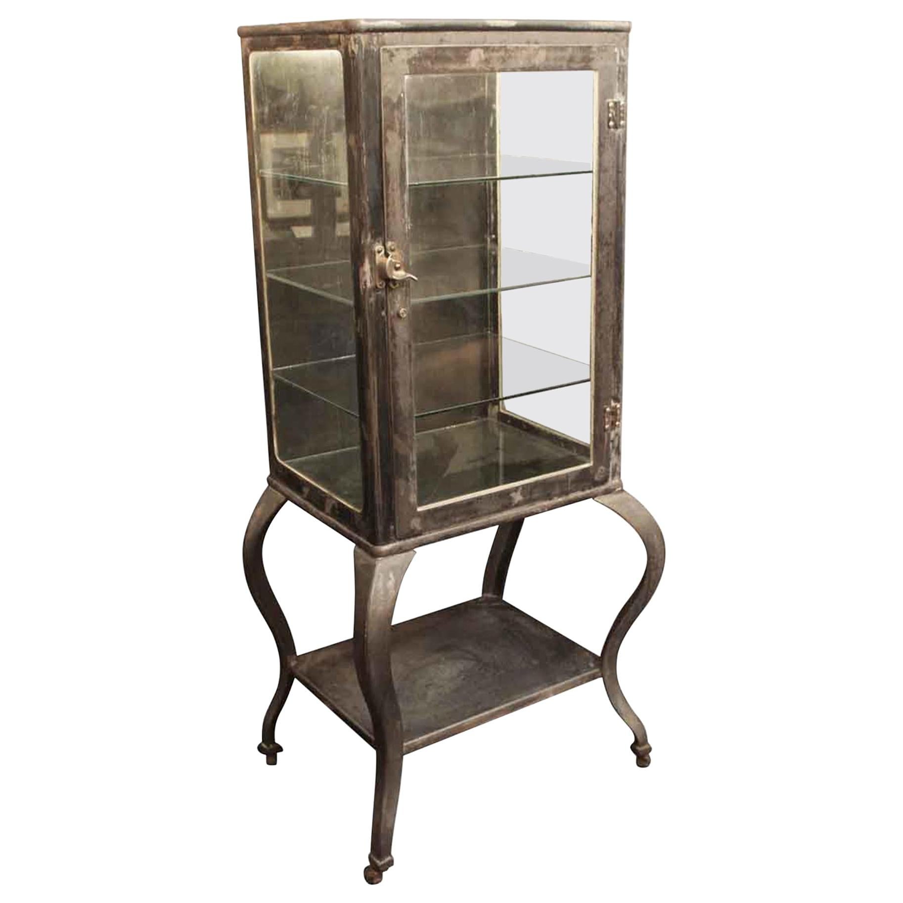 1930s Stripped and Lacquered Steel Medical Cabinet with Cabriole Legs