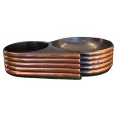 1930s Style Art Deco Machine Age Copper Toned and Bakelite Double Ashtray.