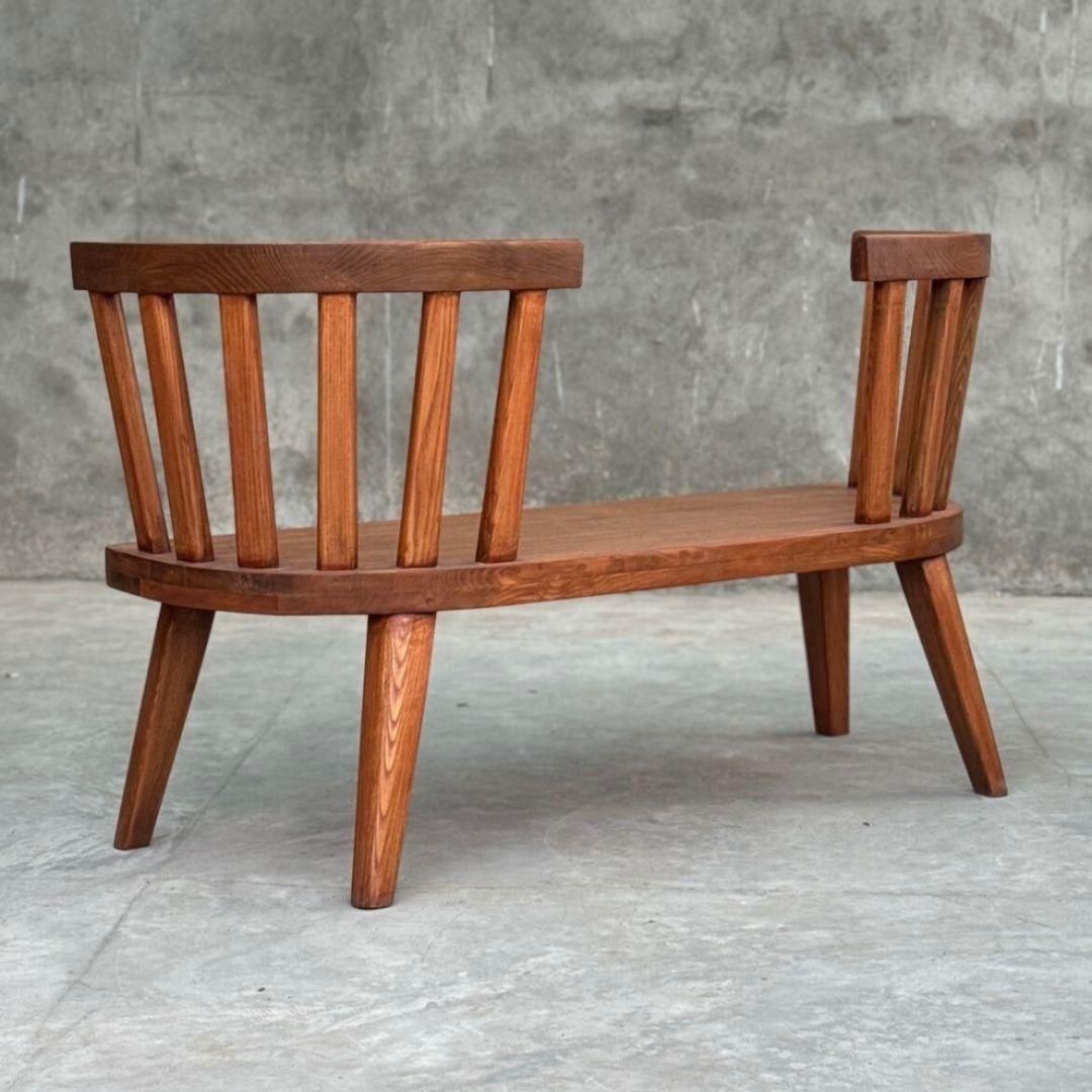 Schwedische moderne Bank im Stil der 1930er Jahre, handgefertigt aus Teakholz, Vintage (Handgefertigt) im Angebot