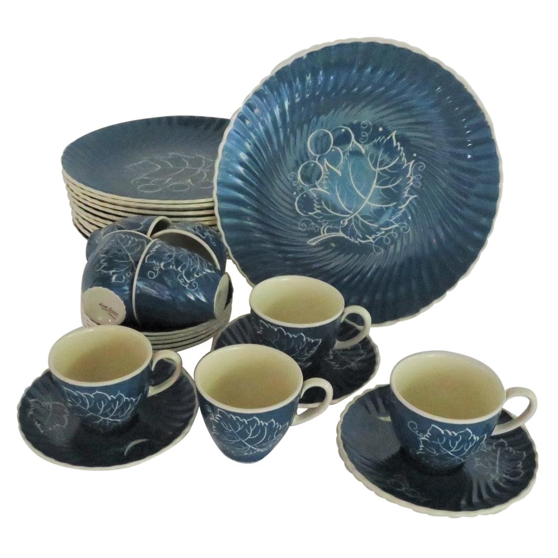 1930s Susie Cooper Modern Grape Leaves and Grapes Pattern Breakfast Set, England