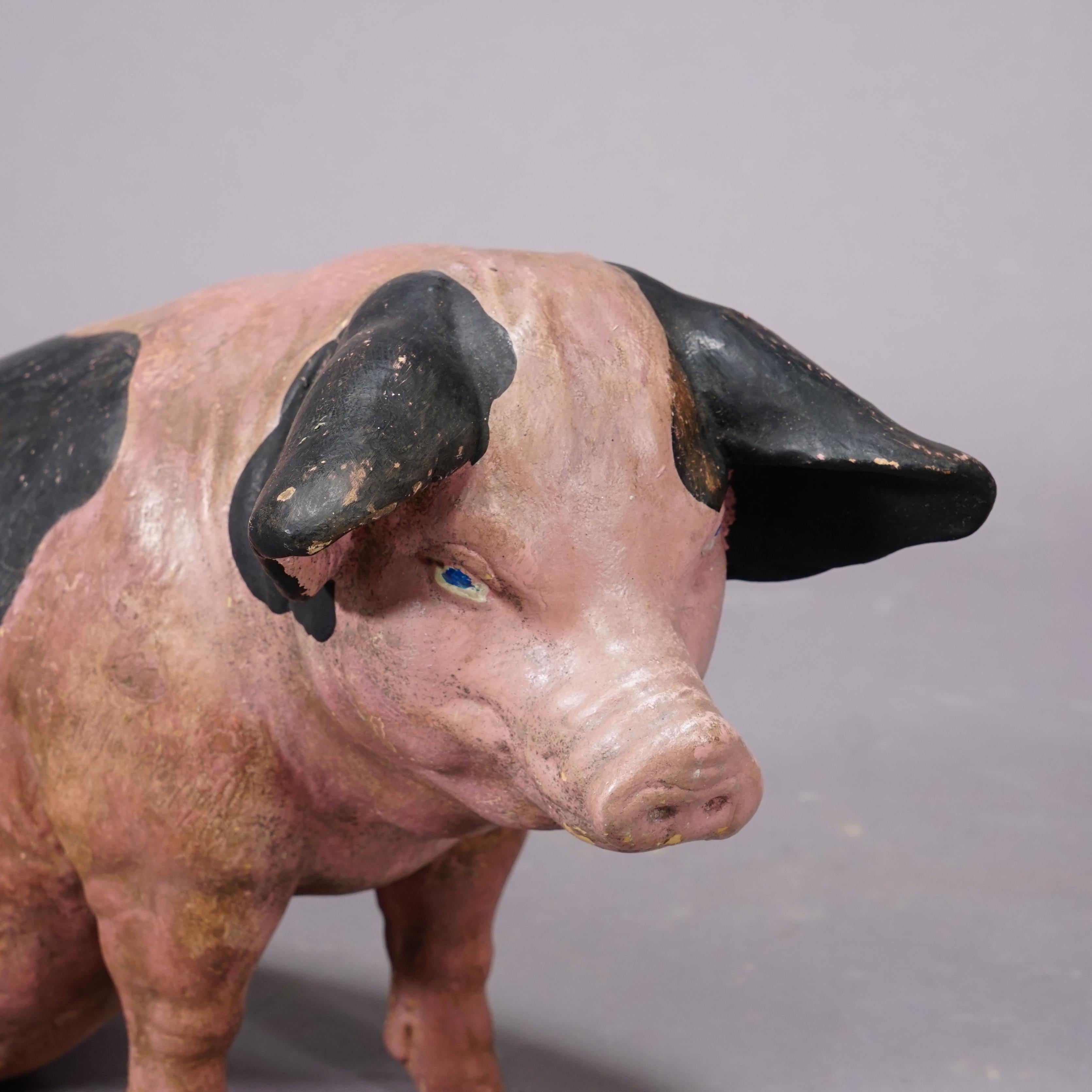Victorian 1930s Swabian Hallic Country Pig Made of Terracotta For Sale