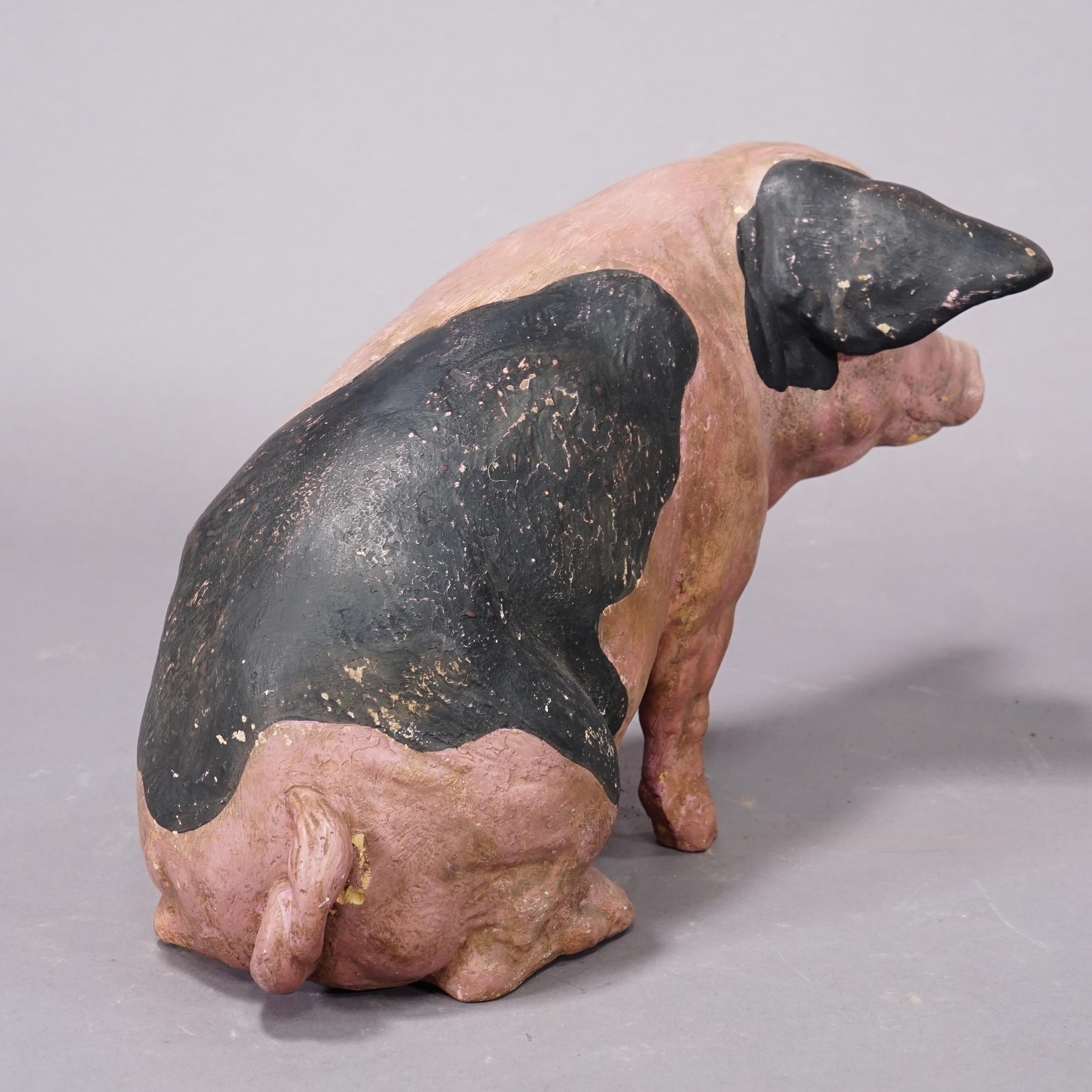 1930s Swabian Hallic Country Pig Made of Terracotta In Good Condition For Sale In Berghuelen, DE