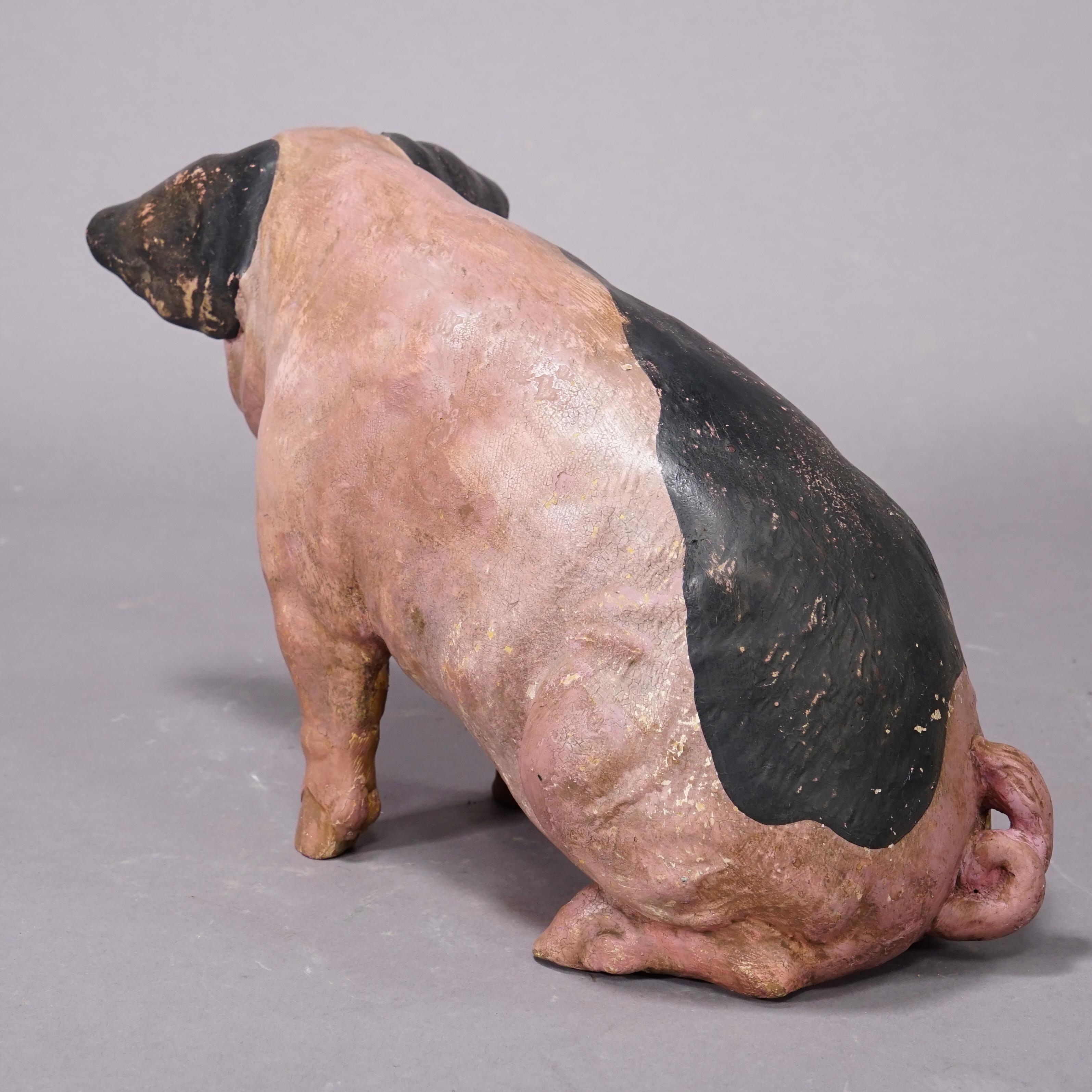 20th Century 1930s Swabian Hallic Country Pig Made of Terracotta For Sale