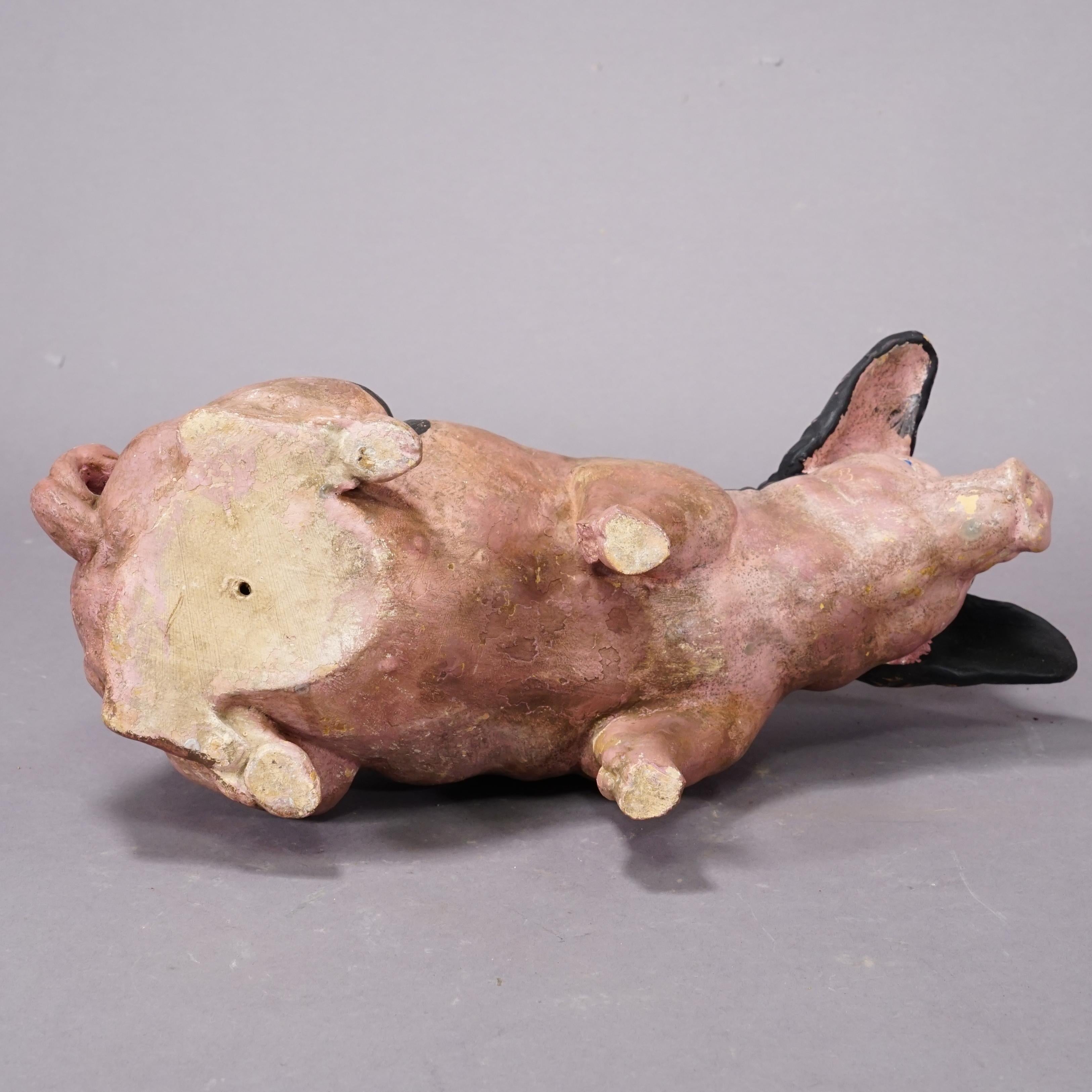 1930s Swabian Hallic Country Pig Made of Terracotta For Sale 1
