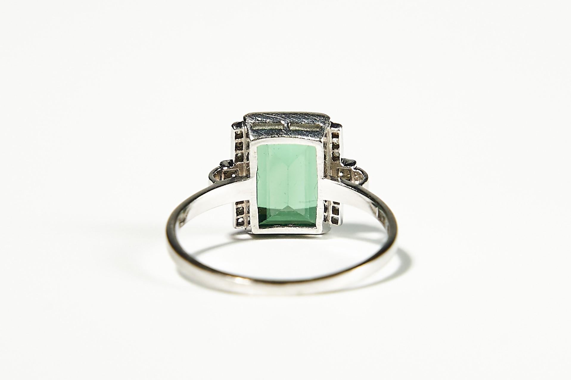 1930s Swedish Art Deco 2ct tourmaline ring  4