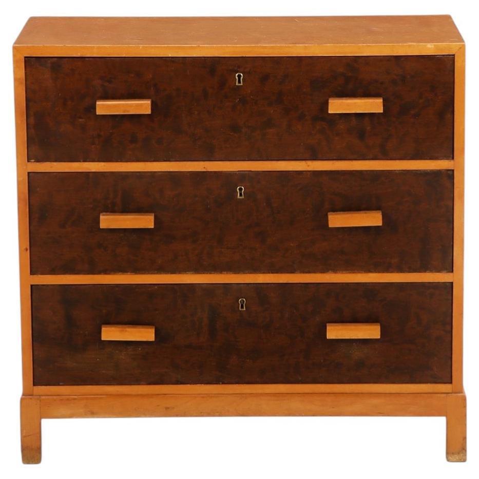 1930s Swedish Art Deco Birch Chest of Drawers