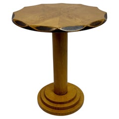 1930s Swedish Art Deco Quarter Veneered Circular Side Table in Birch