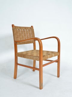 Poltrona svedese in corda di faggio degli anni '30 di Axel Larsson per Bodafors Scandinavian