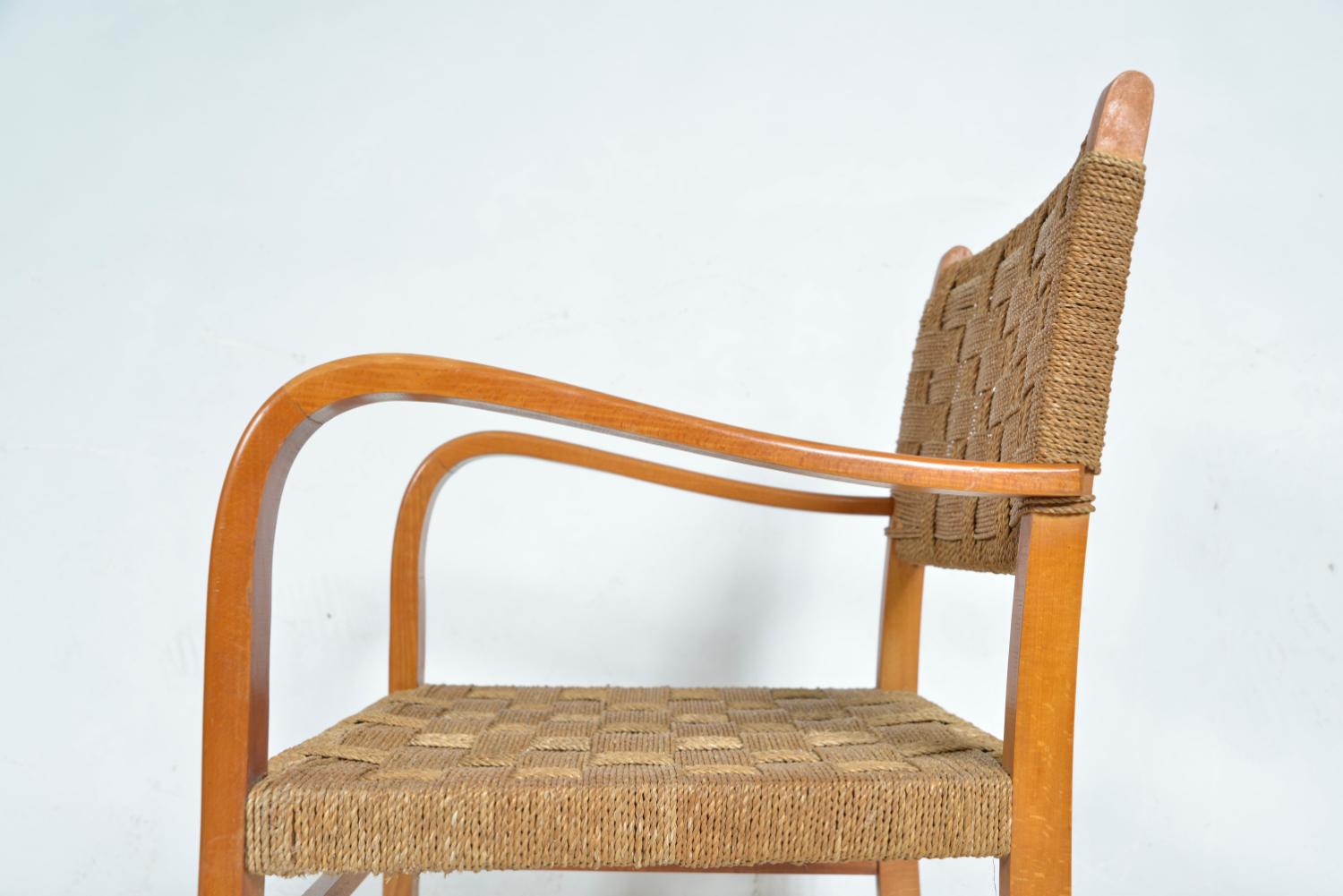 1930er Schwedischer Sessel aus Buchenholz mit Seilen von Axel Larsson für Bodafors Scandinavian im Angebot 2