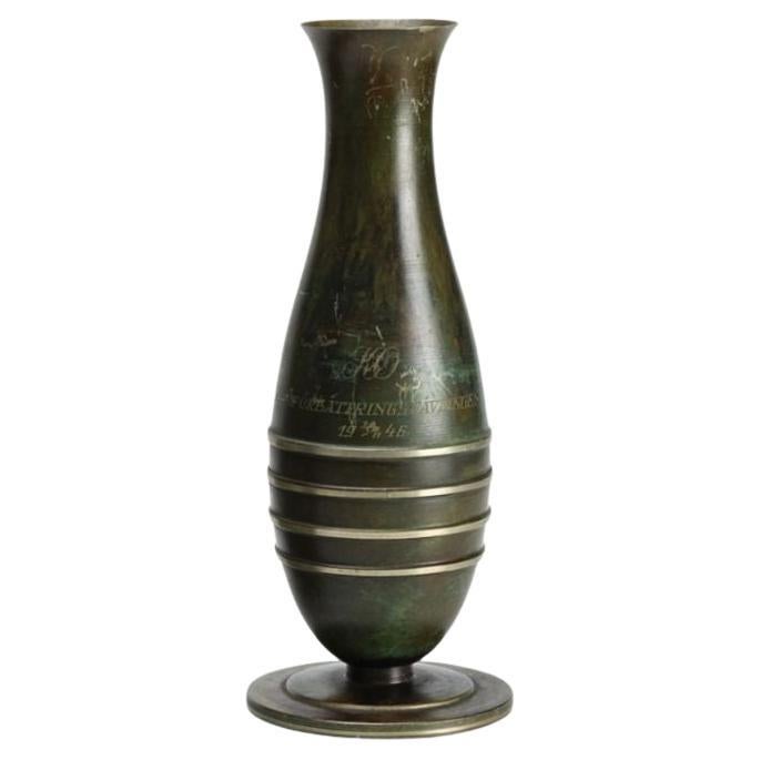 Vaso in bronzo svedese del 1930 di Carl-Einar Borgström per Ystad-Metall