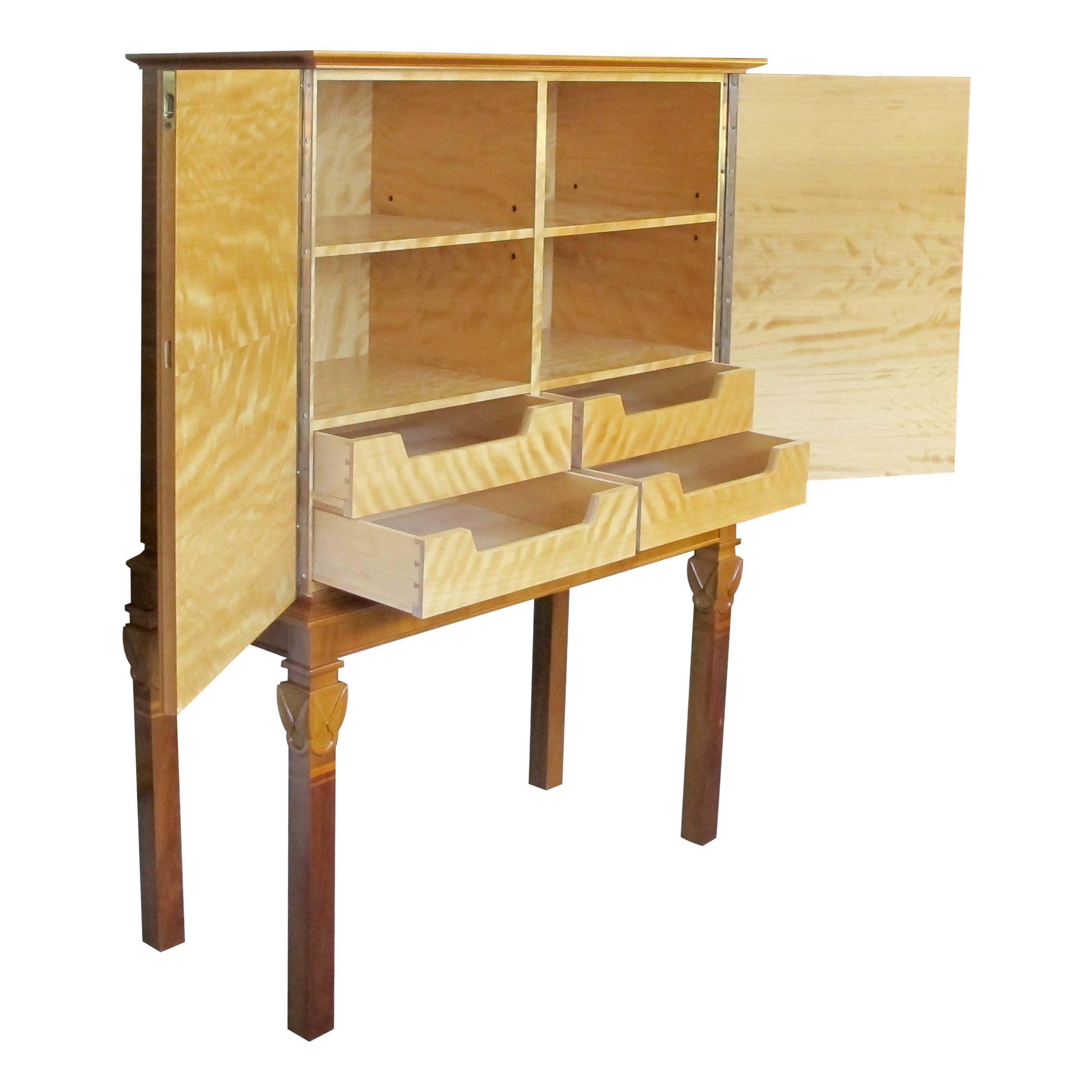 Inlay 1930s Swedish Cabinet with Harness Racing Horses Marquetry For Sale
