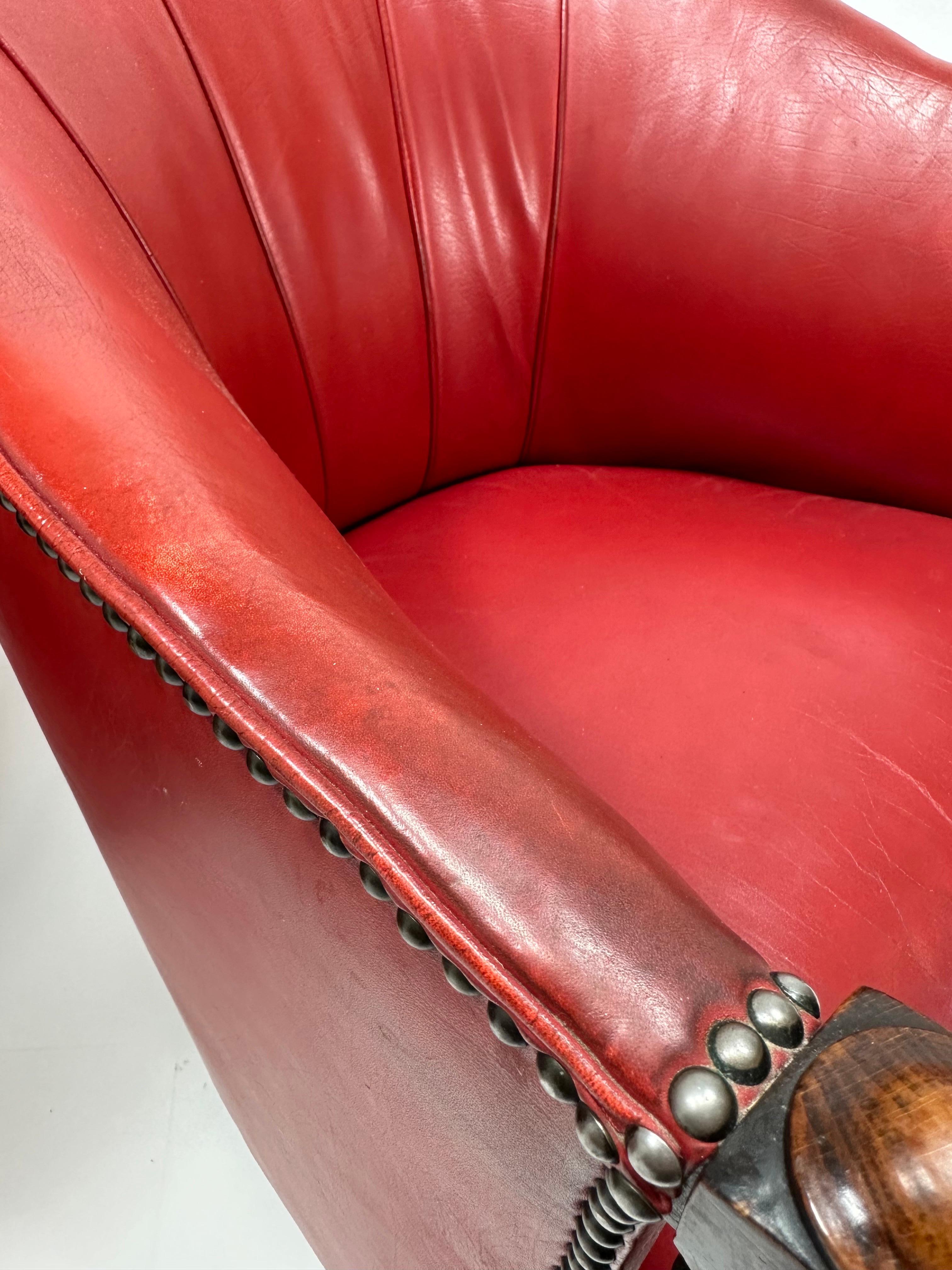 Svedese Sedie svedesi anni '30 Sedie in pelle - Rosso in vendita