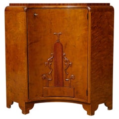 Vintage 1930s, Swedish Corner Cabinet with Carved Relief