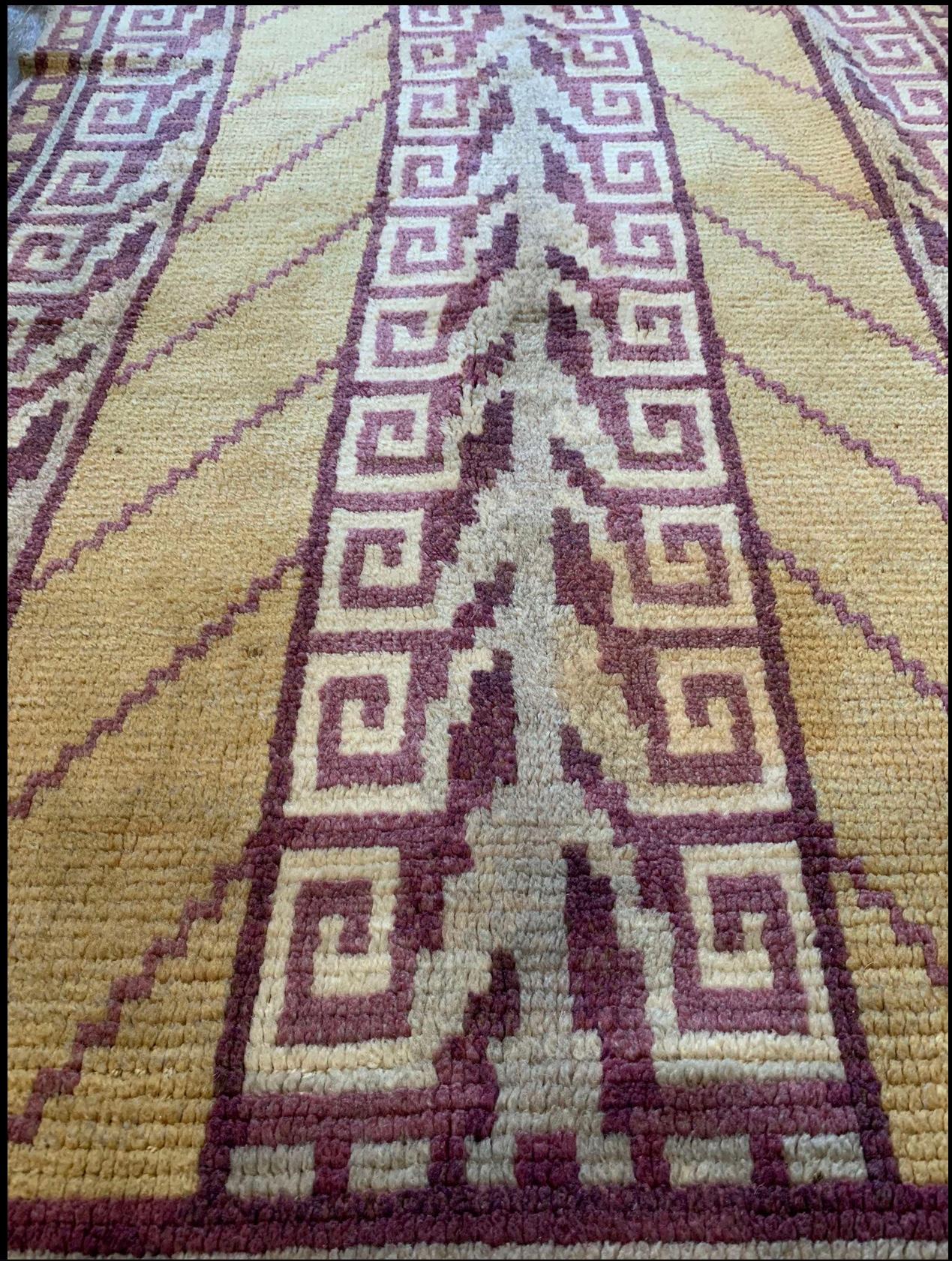 Tapis déco suédois des années 1930 avec motif de clé grecque en vente 2