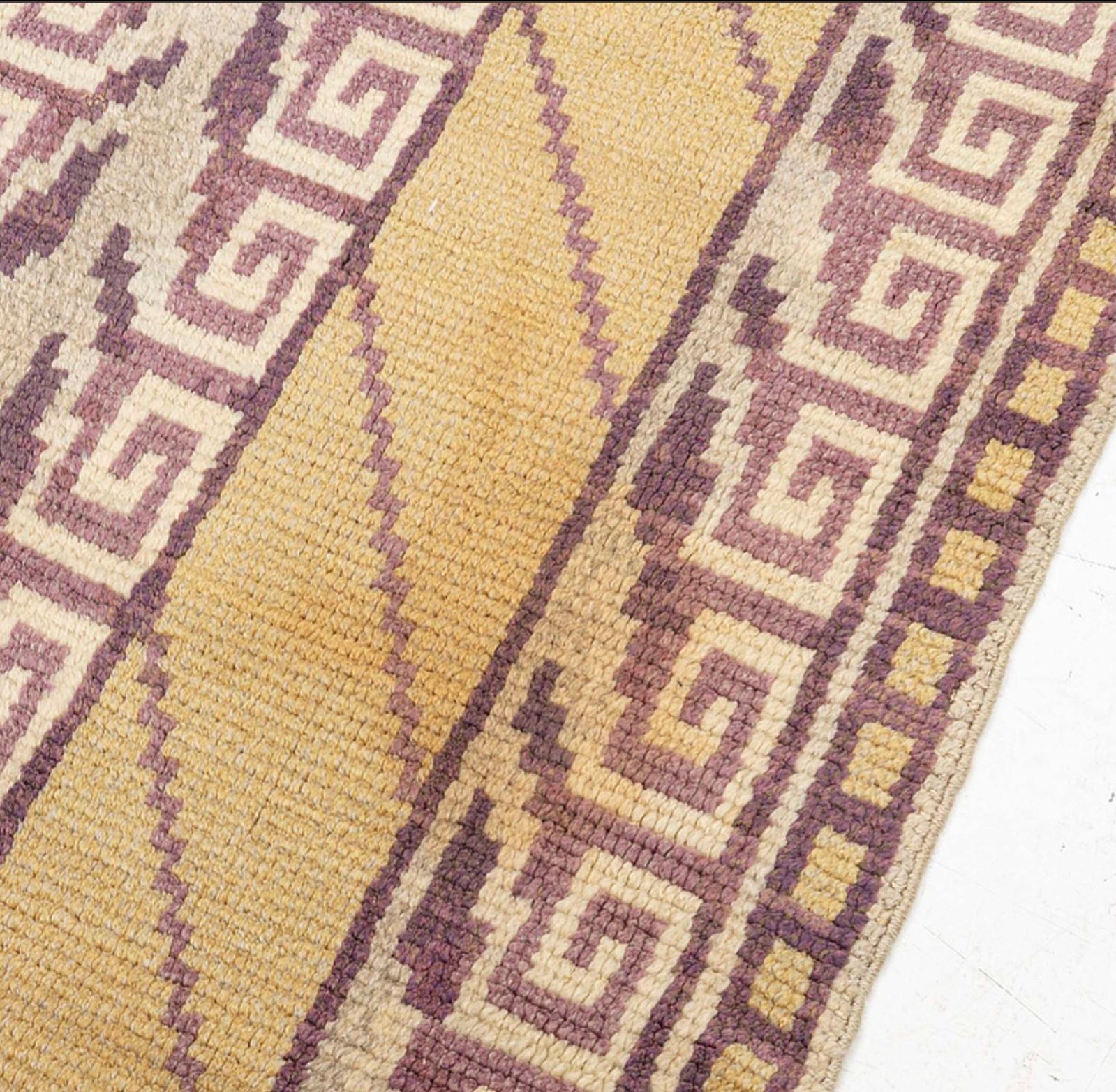 Suédois Tapis déco suédois des années 1930 avec motif de clé grecque en vente