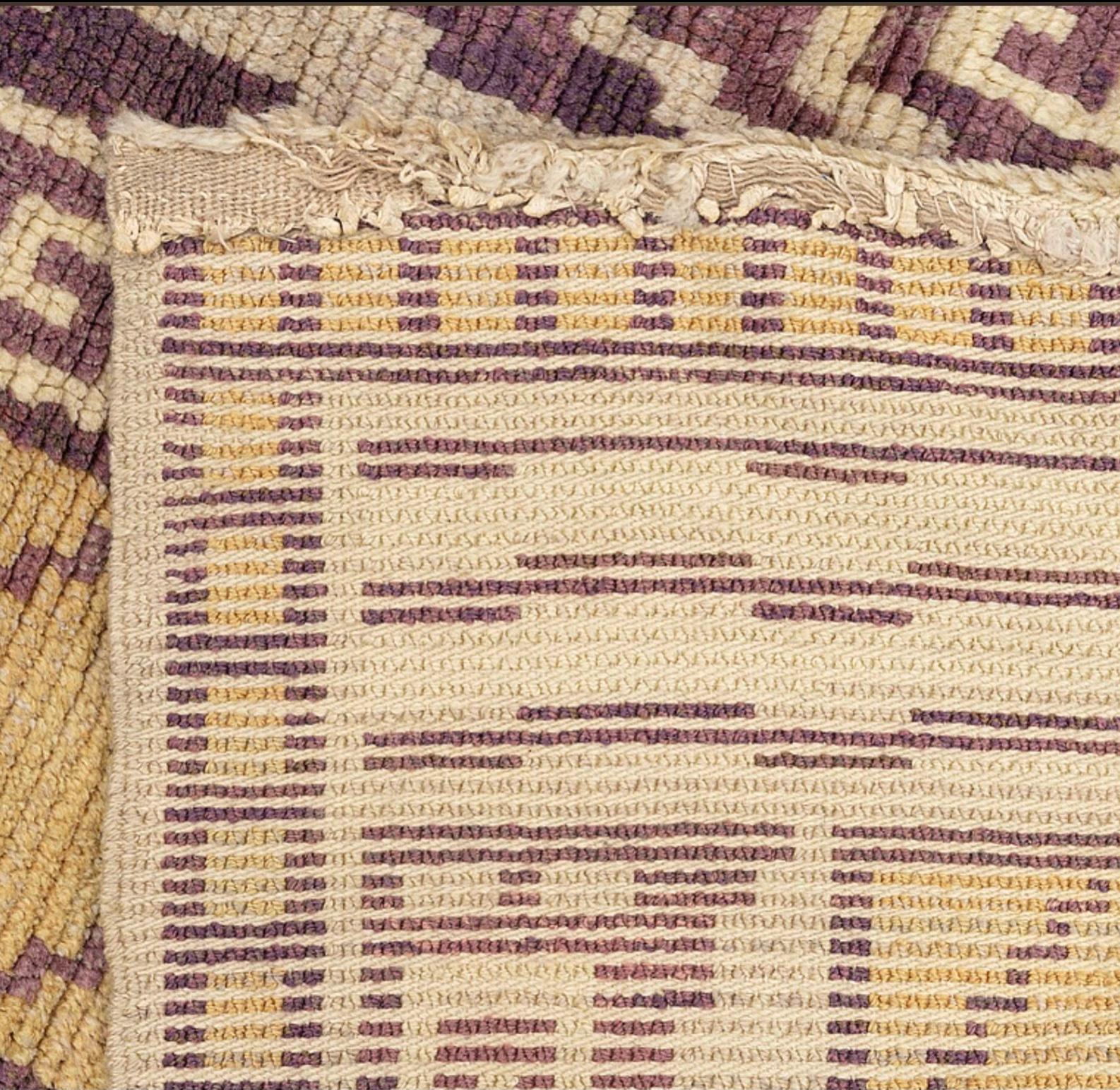 Tissé à la main Tapis déco suédois des années 1930 avec motif de clé grecque en vente