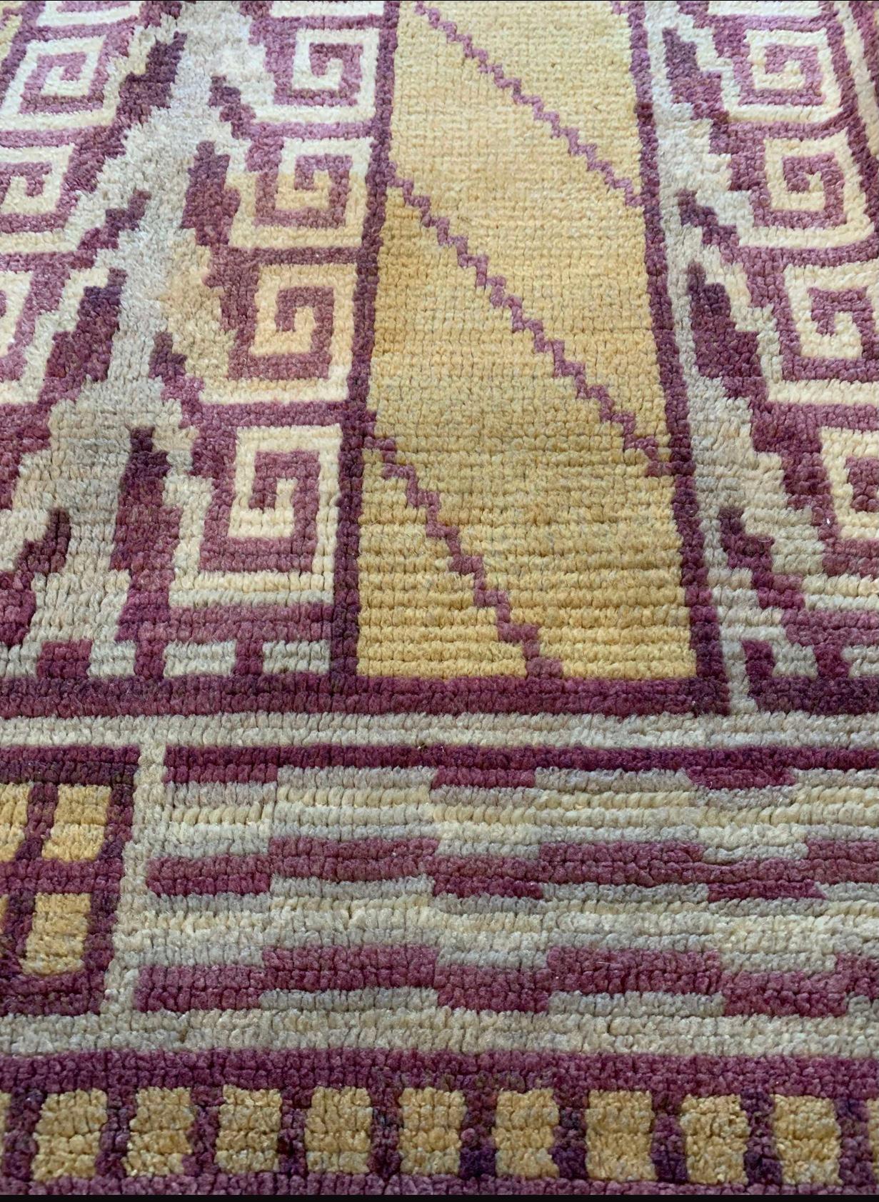 Laine Tapis déco suédois des années 1930 avec motif de clé grecque en vente