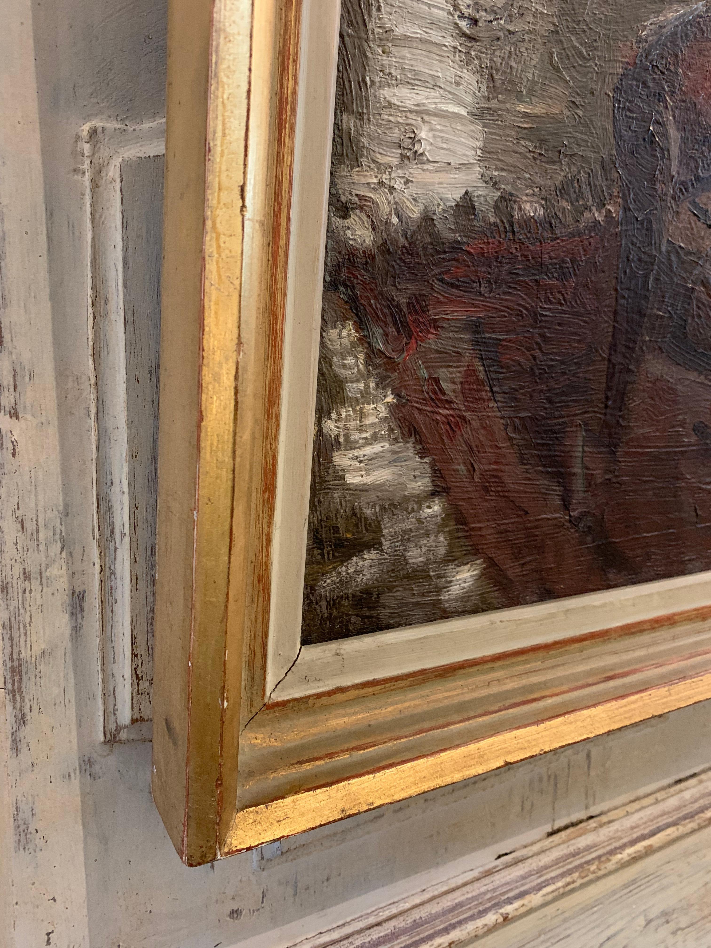 1930s Swedish Framed Oil on Canvas Interior Painting by Artist Ellis Wallin In Good Condition For Sale In London, GB
