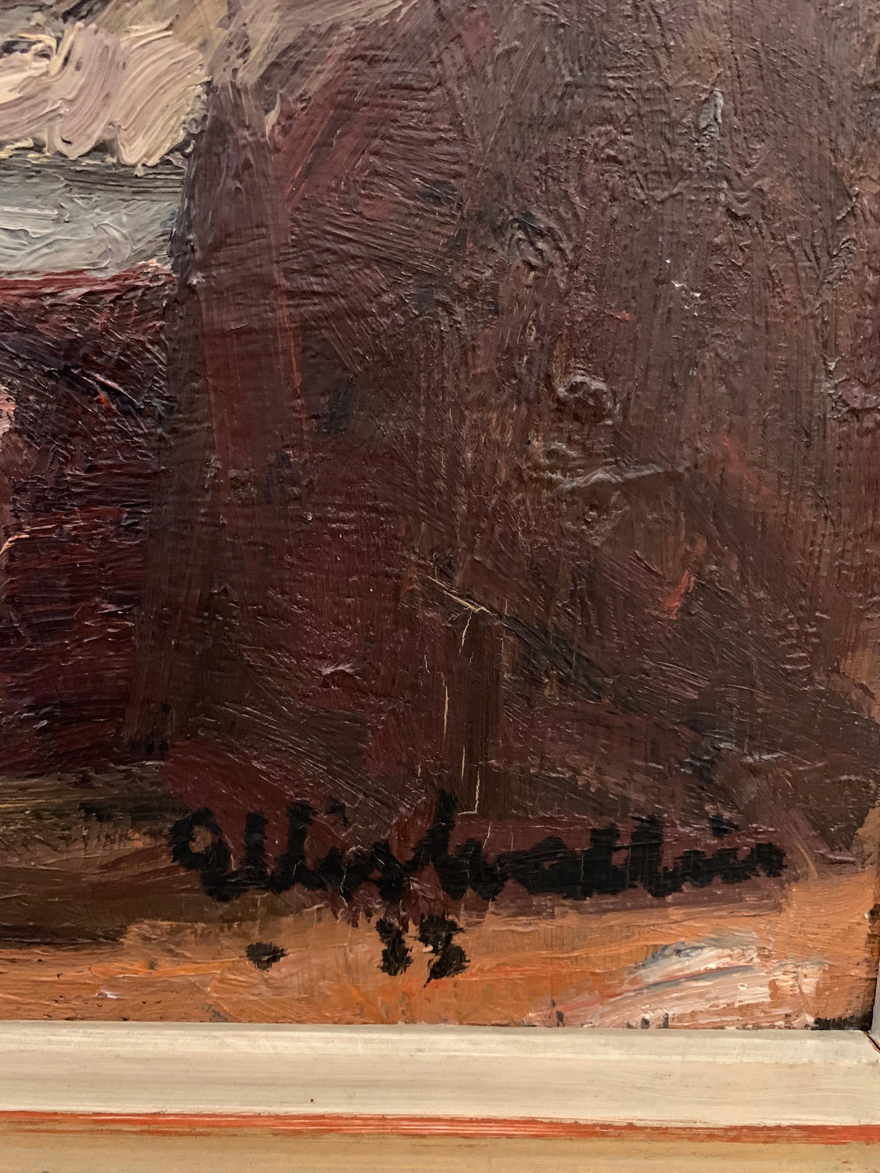 Peinture d'intérieur encadrée à l'huile sur toile de l'artiste Ellis Wallin, Suède, années 1930 Bon état - En vente à London, GB