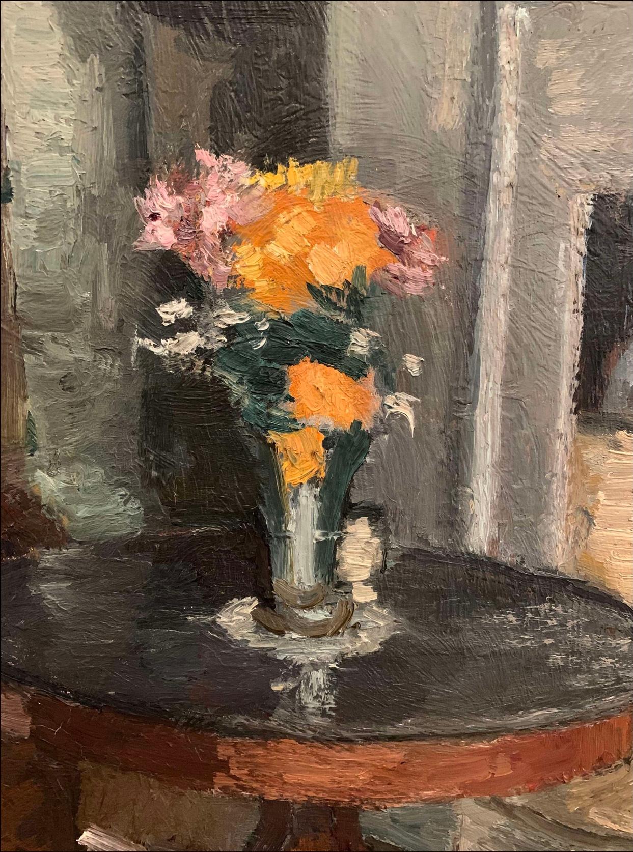 Svedese Olio su tela svedese incorniciato del 1930 raffigurante un interno in vendita