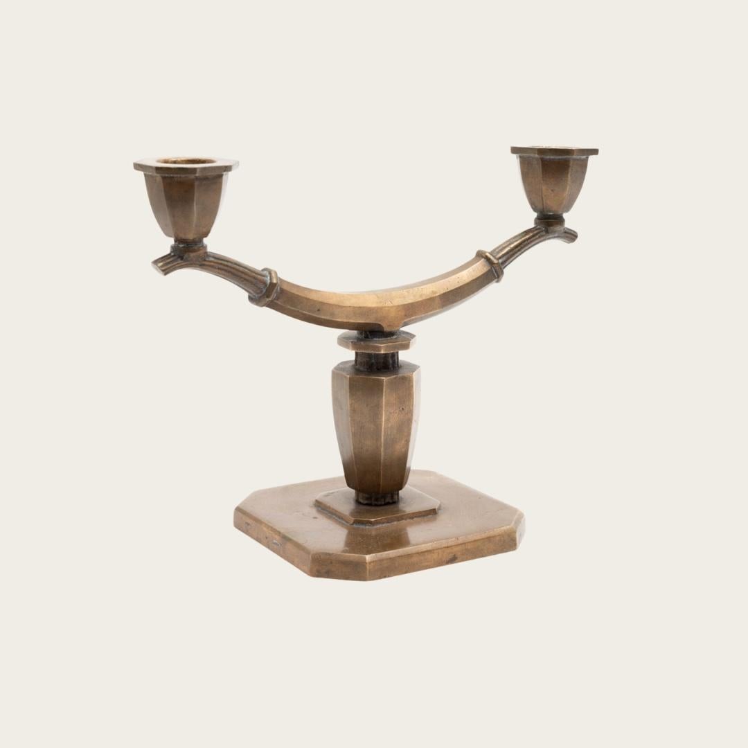 1930s Swedish Grace Bronze Candelabra by Sune Bäckström (Schwedisch) im Angebot