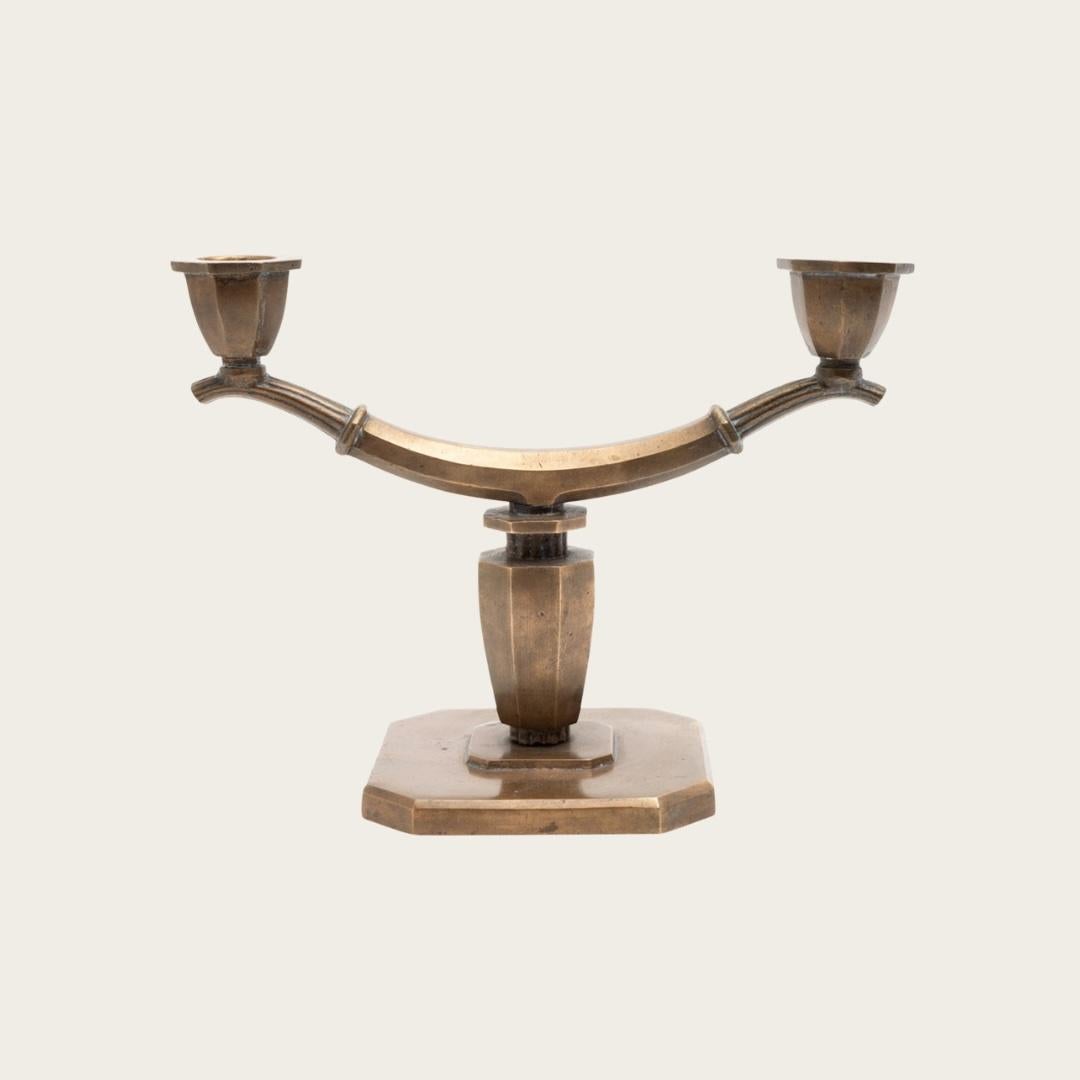 1930s Swedish Grace Bronze Candelabra by Sune Bäckström im Zustand „Gut“ im Angebot in Brooklyn, NY