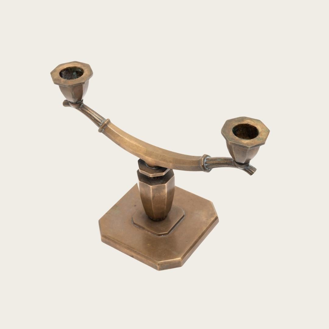 1930s Swedish Grace Bronze Candelabra by Sune Bäckström (Mitte des 20. Jahrhunderts) im Angebot