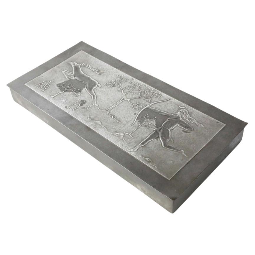 1930s Swedish Grace Pewter Box by Ystad Tenn For Sale