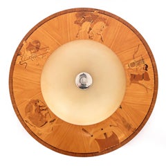 1930s Swedish Grace Romantic Figures Wooden Flush Mount