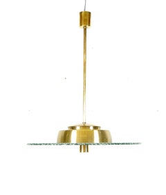 1930s Swedish Modernist Art Deco Glass Brass Ceiling Lamp Notini for Bohlmarks