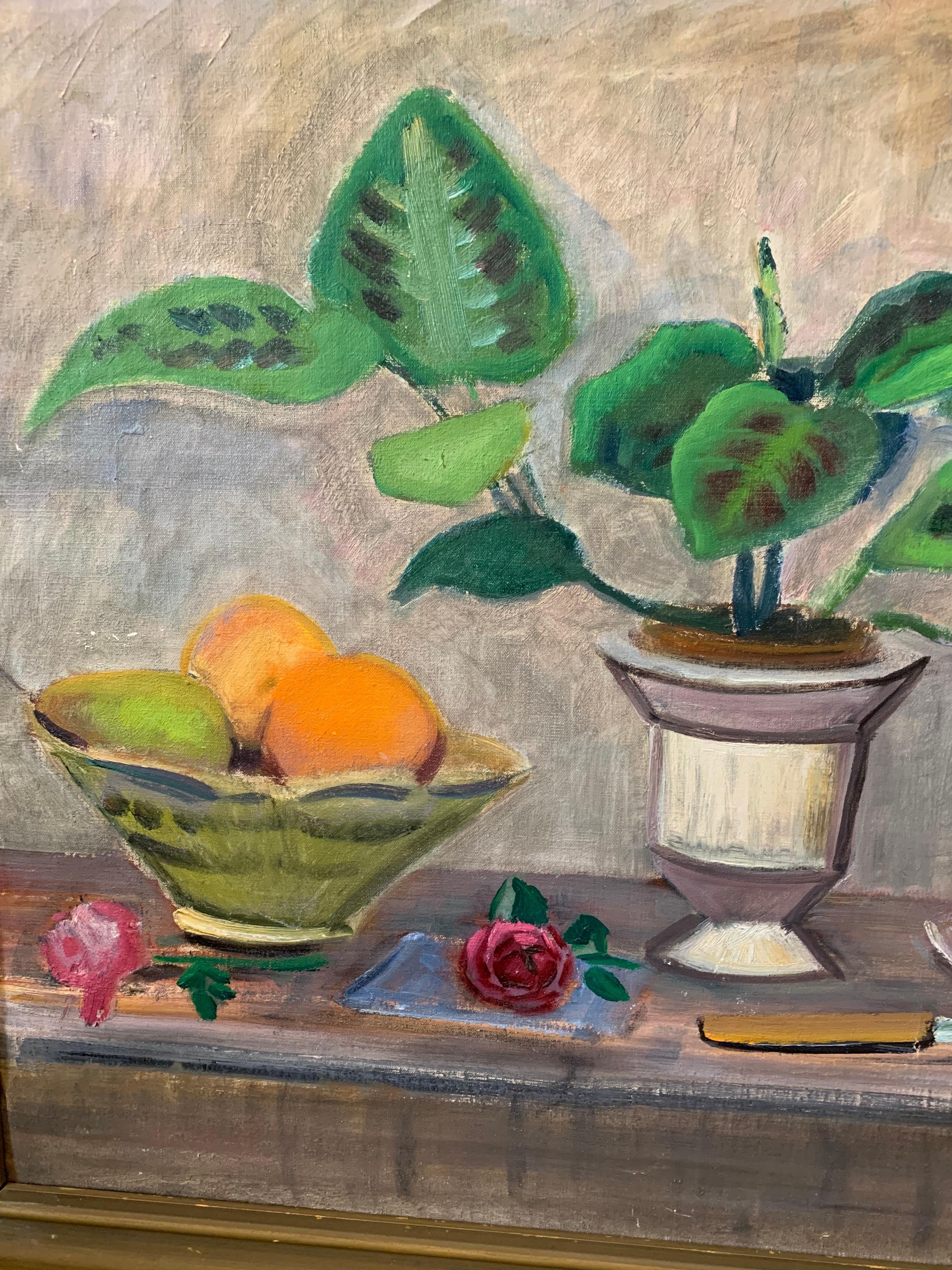 Dipinto a olio svedese del 1930 di Gideon Borje (1891-1965): piante e frutta in vendita 2