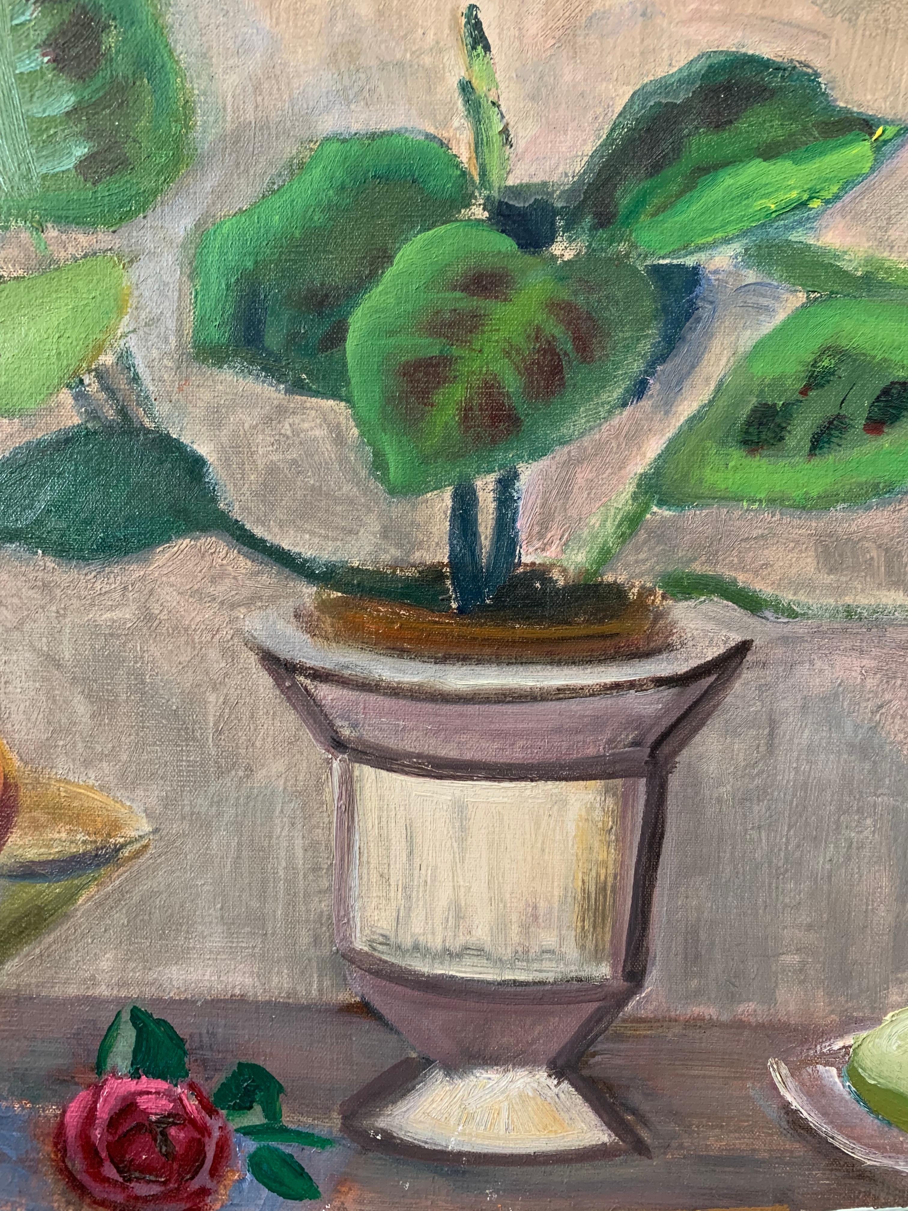 Tela Dipinto a olio svedese del 1930 di Gideon Borje (1891-1965): piante e frutta in vendita